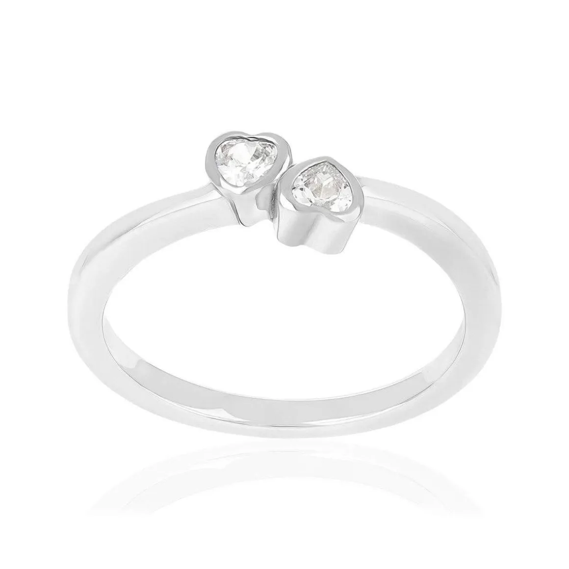 Bague argent 925 et zirconias motif coeur