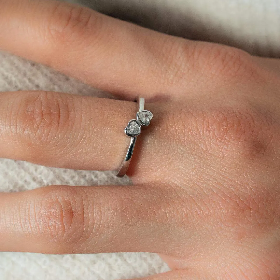 Bague argent 925 et zirconias motif coeur