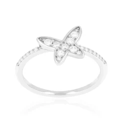 Bague argent 925 et zirconias motif papillon