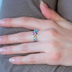 Bague argent 925 et zirconias multicolores