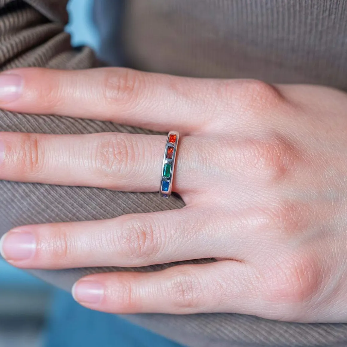 Bague argent 925 et zirconias multicolores