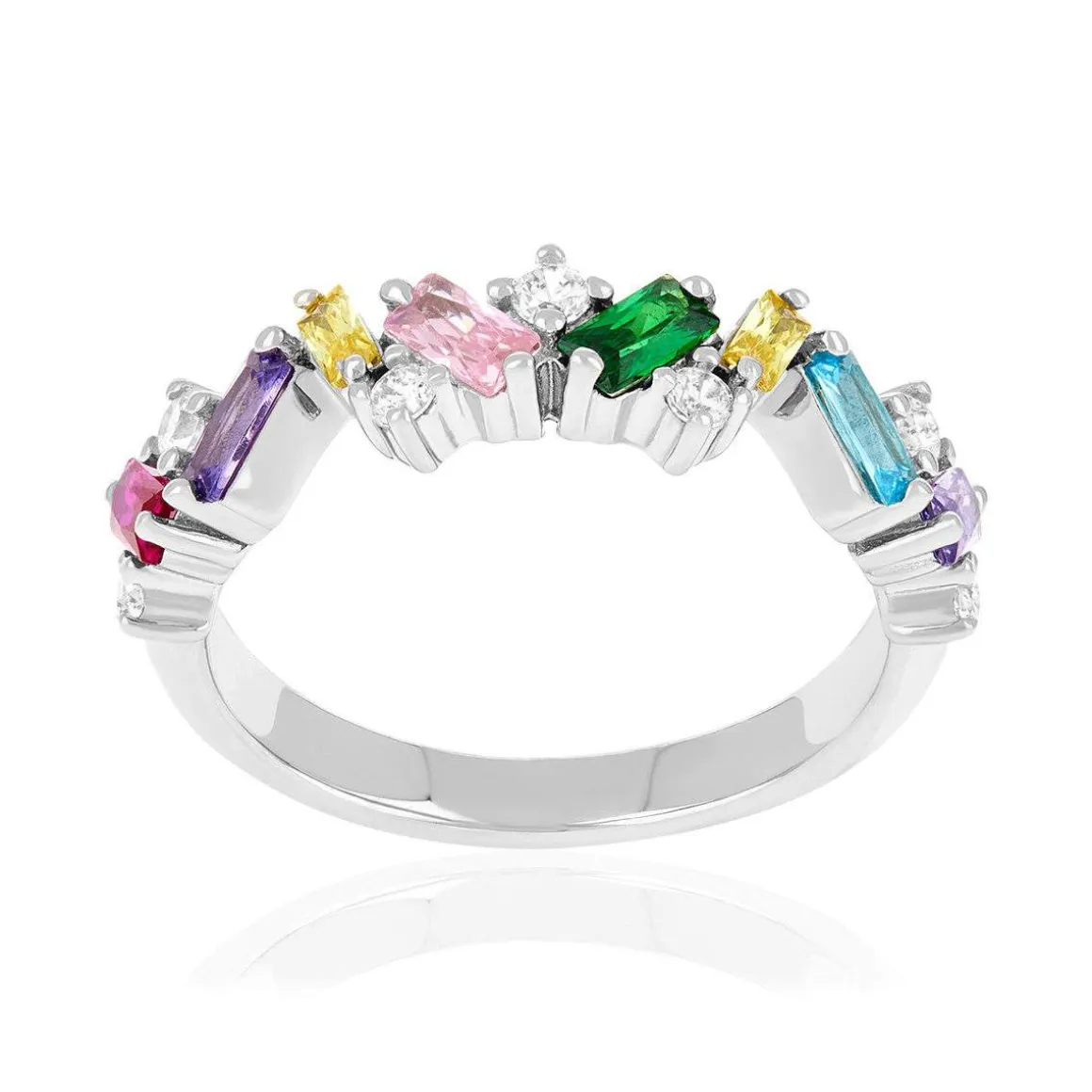 Bague argent 925 et zirconias multicolores