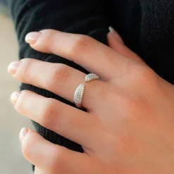 Bague argent 925 et zirconias ouverte