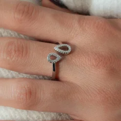 Bague argent 925 et zirconias ouverte