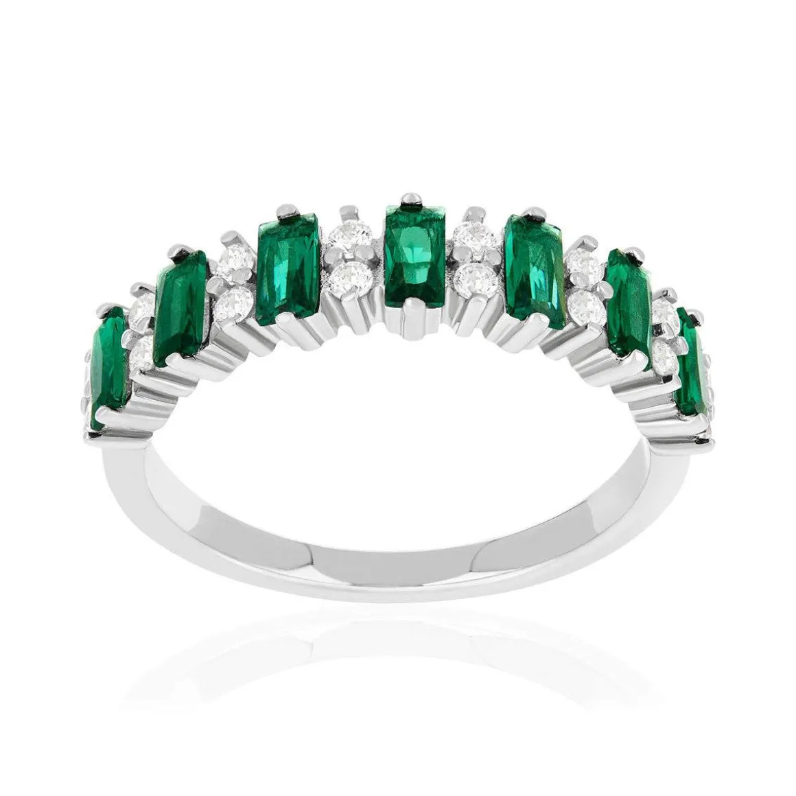Bague argent 925 et zirconias vert et blanc