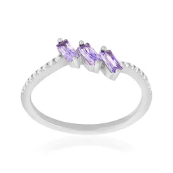 Bague argent 925 et zirconias violets