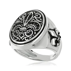 Bague argent 925 fleur de lys zirconias noirs