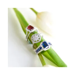 Bague argent 925 fleurs zirconias
