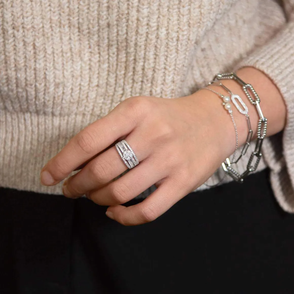Bague argent 925 fleur zirconias