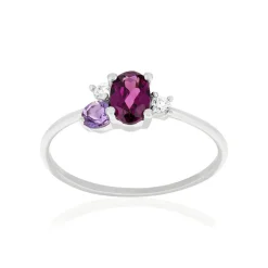Bague argent 925 grenat rhodolites améthyste et topazes blanches