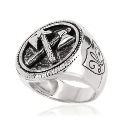 Bague argent 925 hâches et écussons