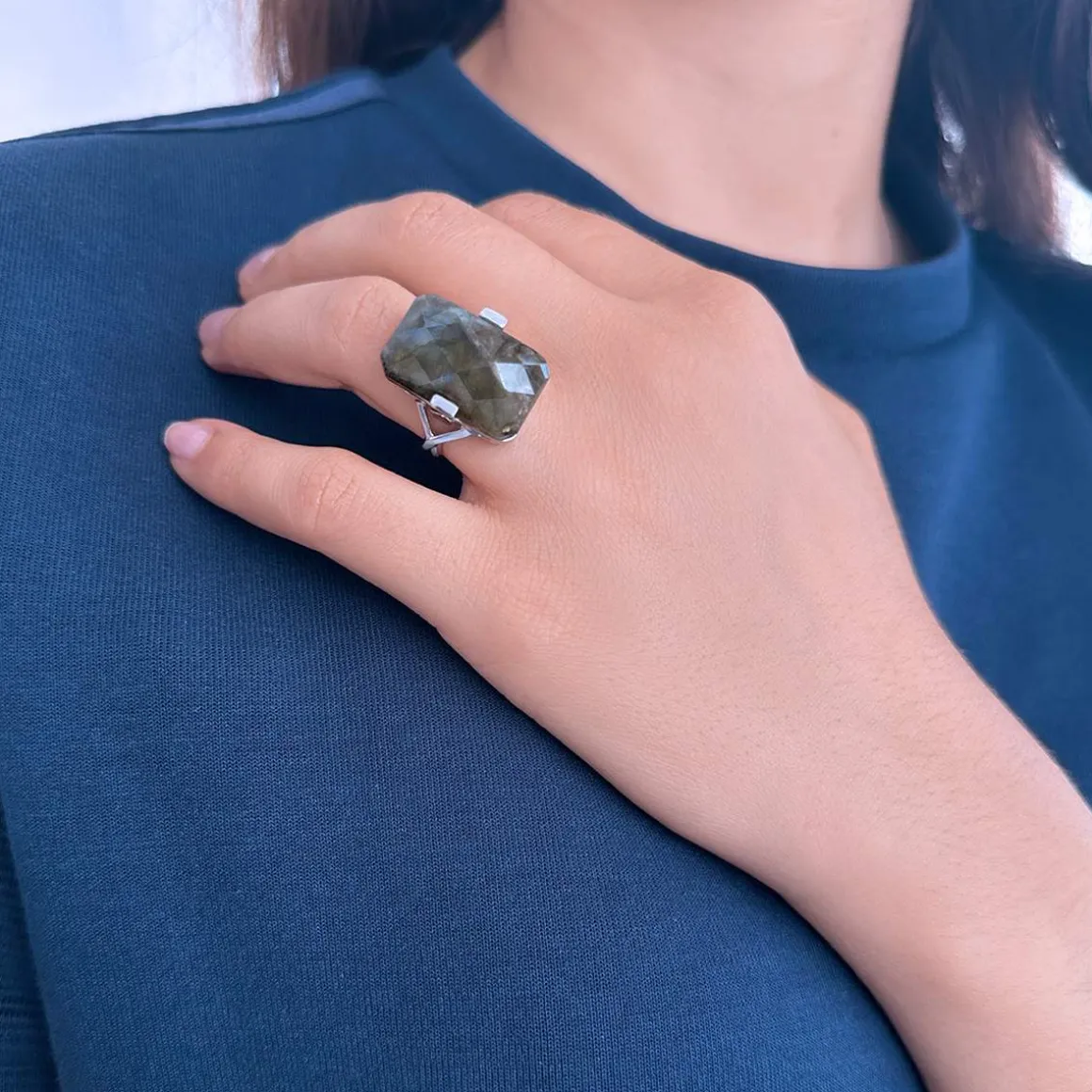 Bague argent 925 labradorite