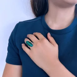 Bague argent 925 malachite