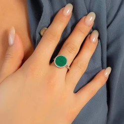 Bague argent 925 malachites