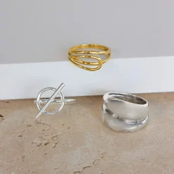 Bague argent 925 motif anneau et barrette