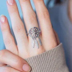 Bague argent 925 motif attrape rêve
