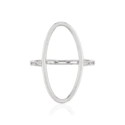Bague argent 925, motif ovale, style chaînage, maillons rectangulaires