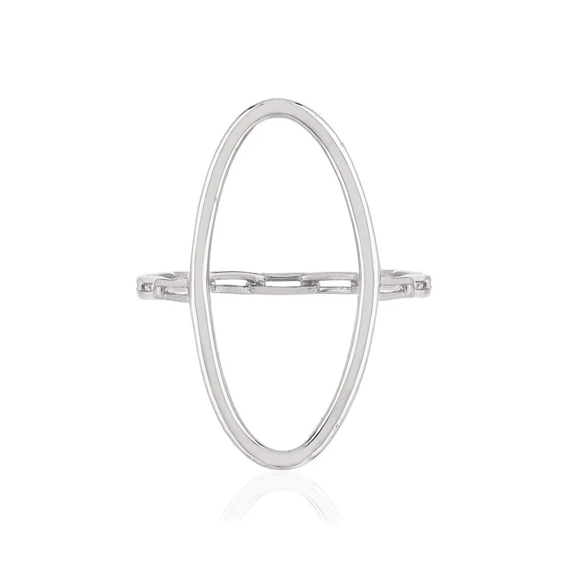 Bague argent 925, motif ovale, style chaînage, maillons rectangulaires