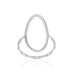 Bague argent 925, motif ovale, style chaînage, maillons rectangulaires