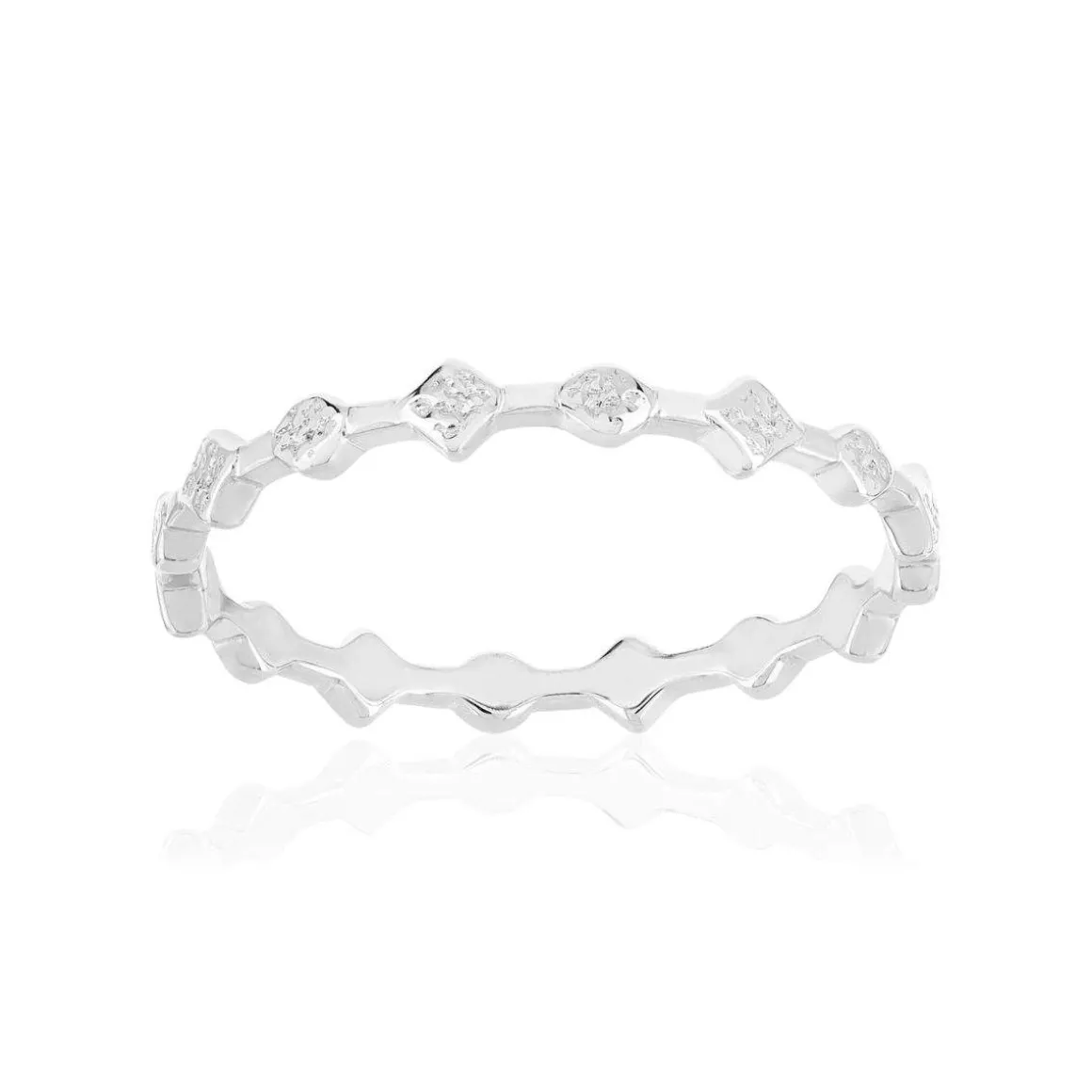 Bague argent 925 motif rond et losange martelé