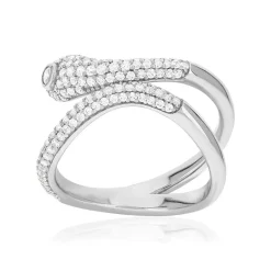 Bague argent 925 motif serpent et zirconias