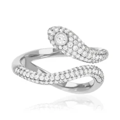 Bague argent 925 motif serpent et zirconias