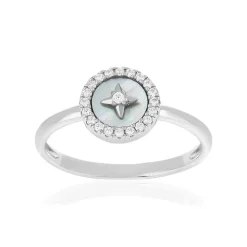 Bague argent 925 nacre et zirconias