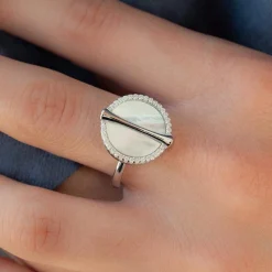 Bague argent 925 nacres et zirconias