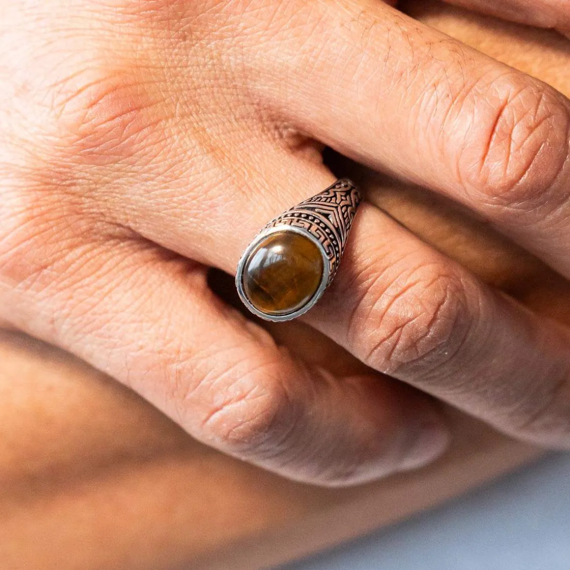 Bague argent 925 oeil de tigres