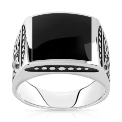 Bague argent 925 onyx imitation carrée
