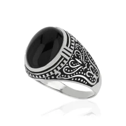 Bague argent 925 onyx imitation ovale