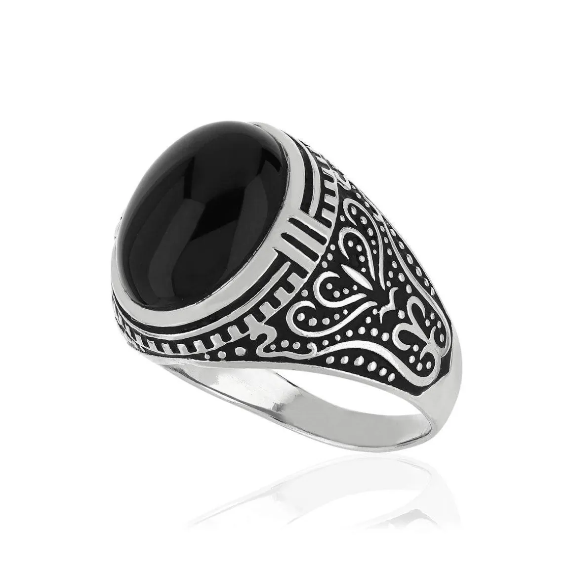 Bague argent 925 onyx imitation ovale