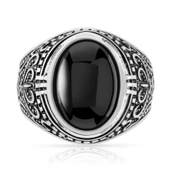 Bague argent 925 onyx imitation ovale
