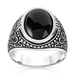 Bague argent 925 onyx imitation ovale