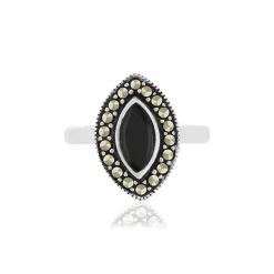 Bague argent 925 onyx marcassites