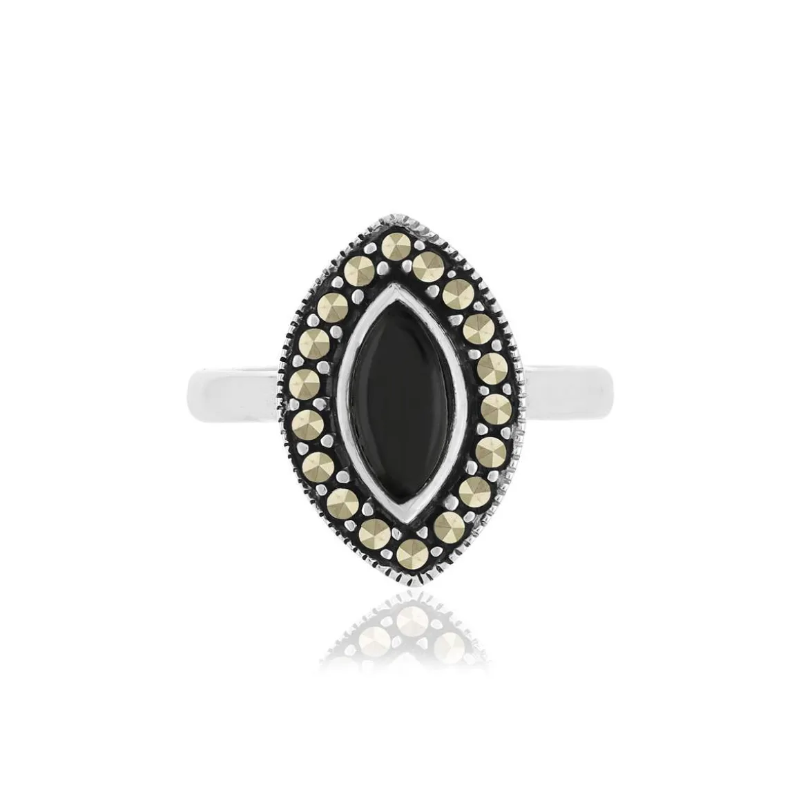 Bague argent 925 onyx marcassites