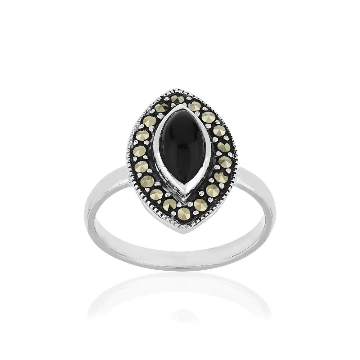 Bague argent 925 onyx marcassites
