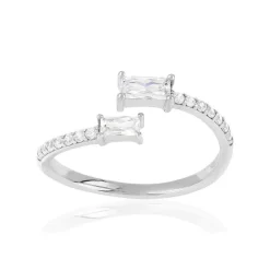 Bague argent 925 ouverte et zirconias