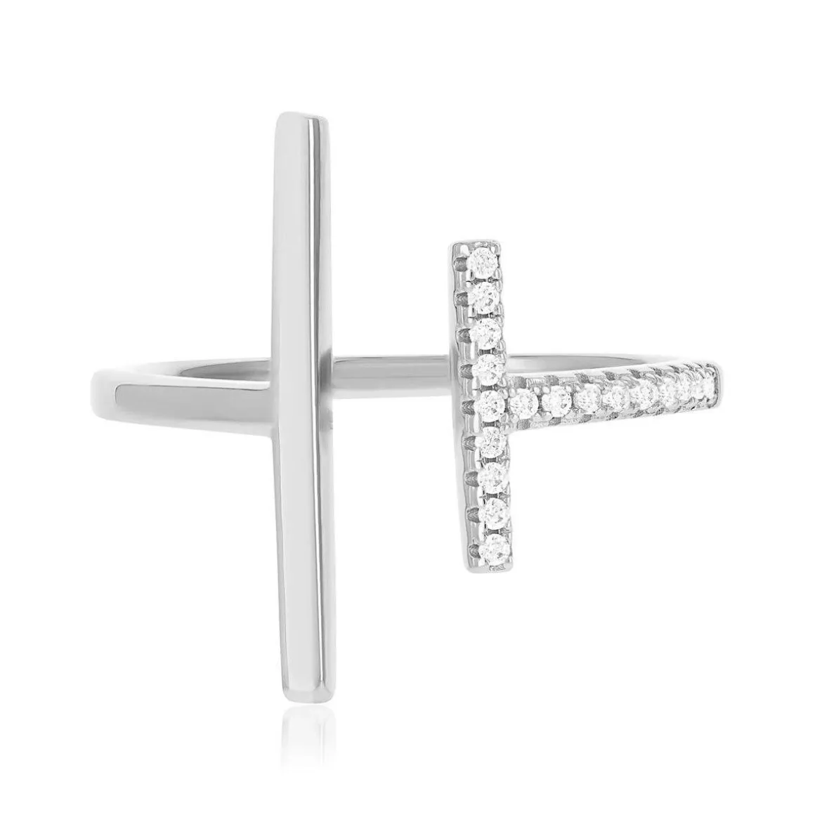 Bague argent 925 ouverte et zirconias