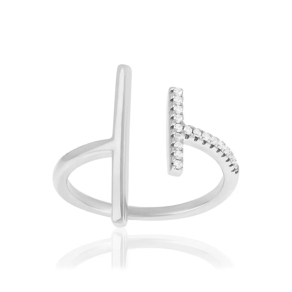 Bague argent 925 ouverte et zirconias