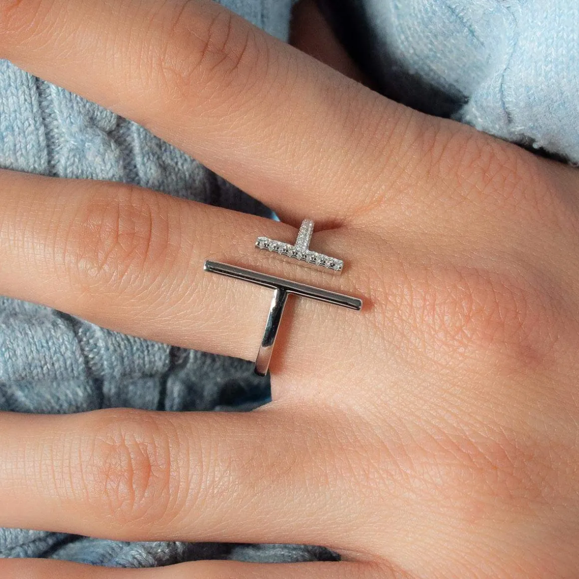 Bague argent 925 ouverte et zirconias