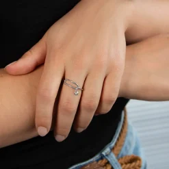 Bague argent 925, pampille zirconia