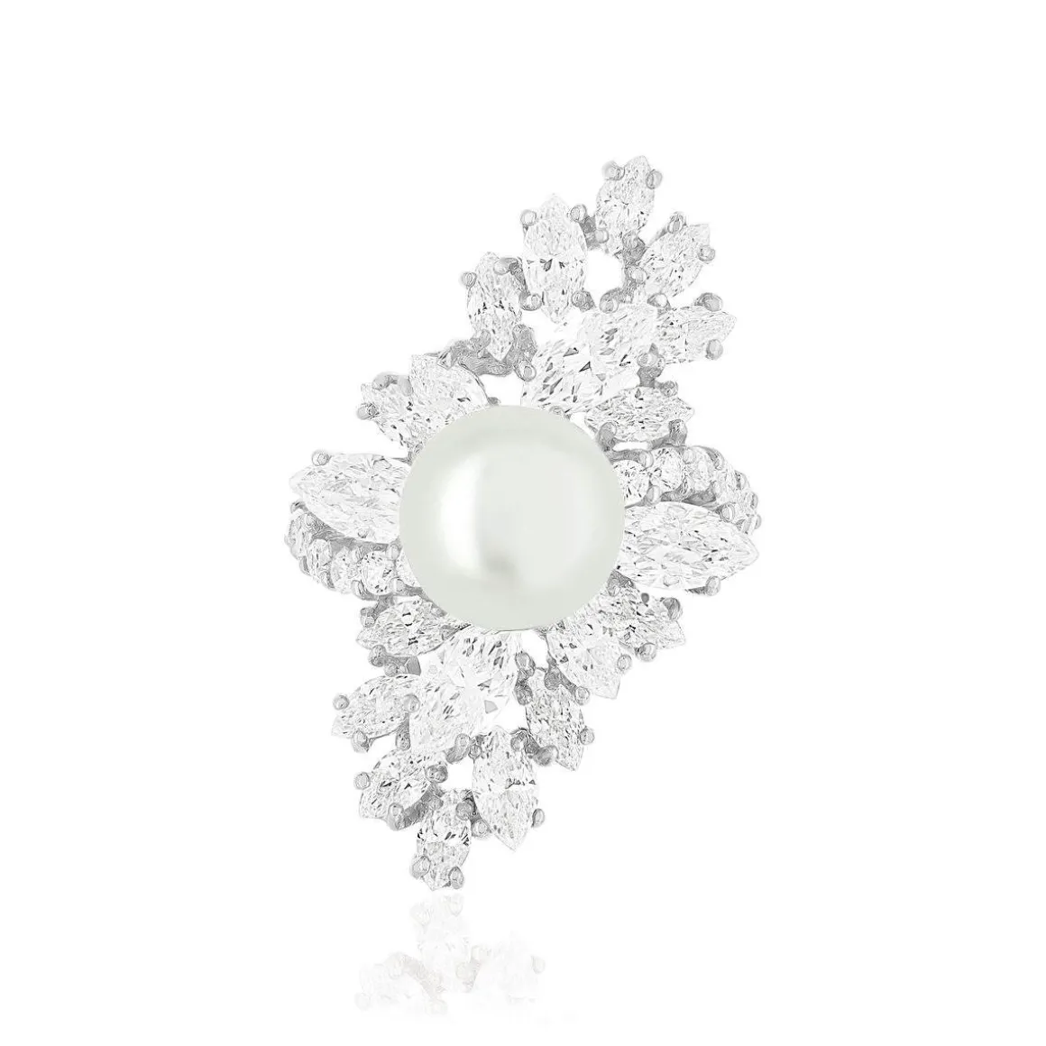 Bague argent 925 perle d'eau douce et zirconias