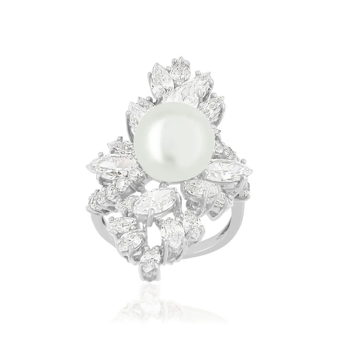 Bague argent 925 perle d'eau douce et zirconias