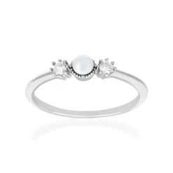 Bague argent 925 perle de Chine et zirconias