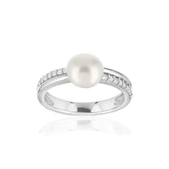Bague argent 925 perle de culture et zirconias