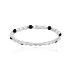 Bague argent 925 perlée et laque noire