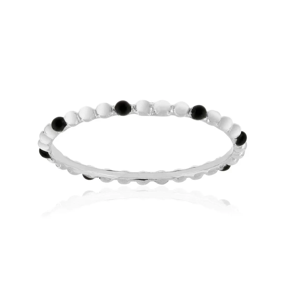 Bague argent 925 perlée et laque noire
