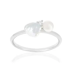 Bague argent 925 perles de Chine et zirconias