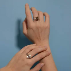 Bague argent perles de culture de chine